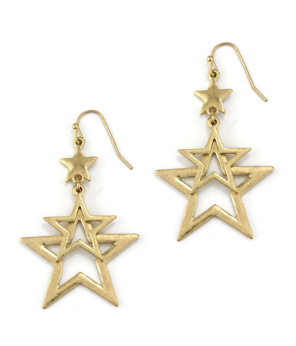 Double star drop earring