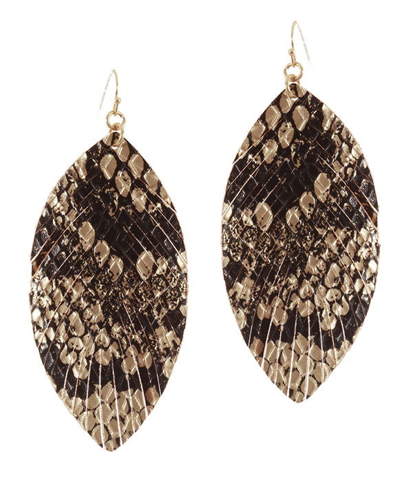 Animal print faux fur feather earring