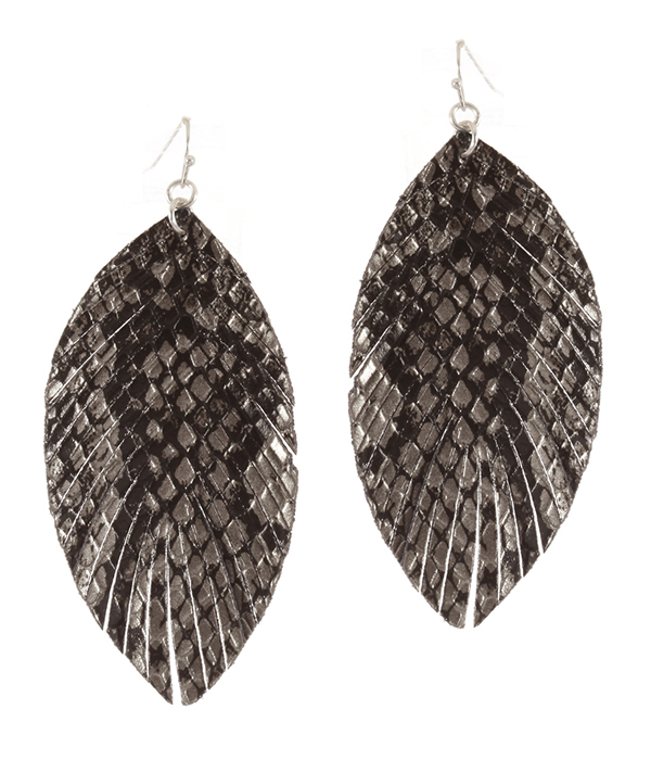 Animal print faux fur feather earring