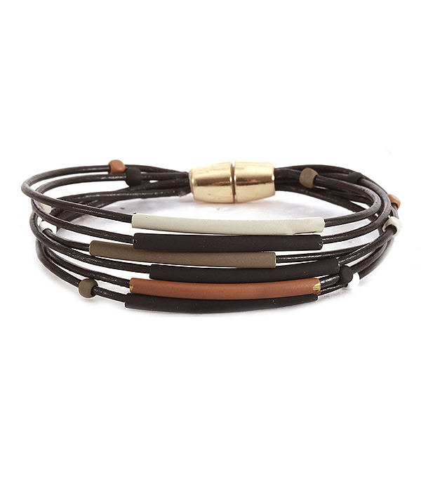 Multi metal tube and cord magnetic bracelet