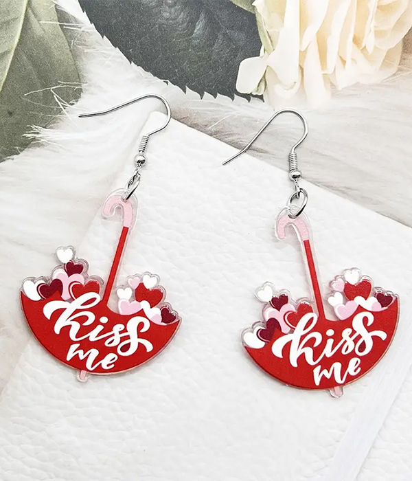 Valentine day theme acrylic earring - kiss me
