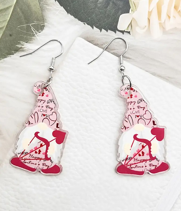 Valentine day theme acrylic earring - gnome