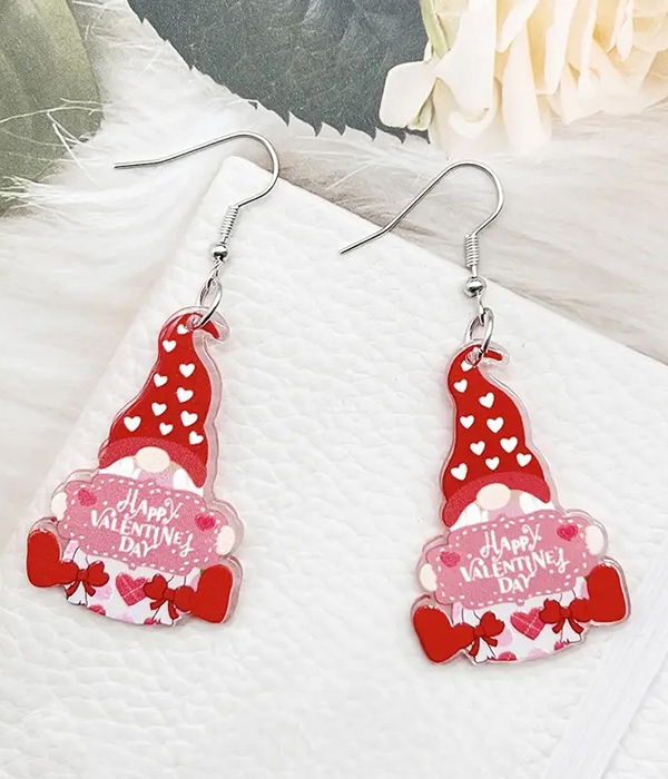 Valentine day theme acrylic earring - gnome