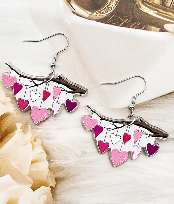 Valentine day theme acrylic earring - hearts