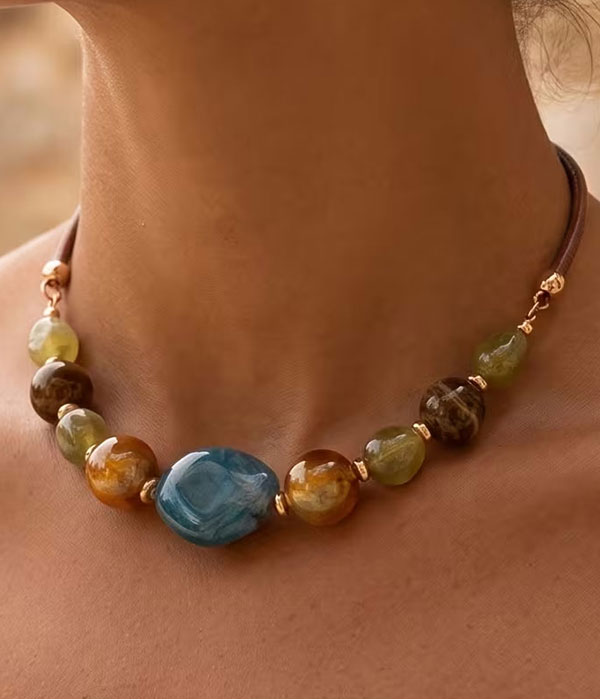 Mix stone choker necklace