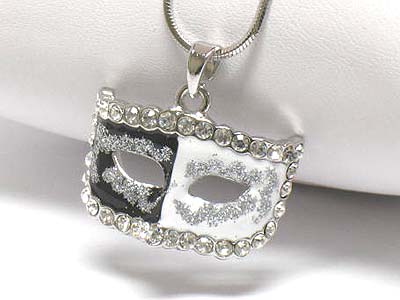 Made in korea whitegold plating crystal stud dual color mask necklace