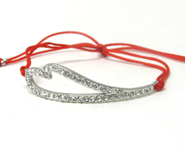 Crystal heart braided yarn friendship bracelet