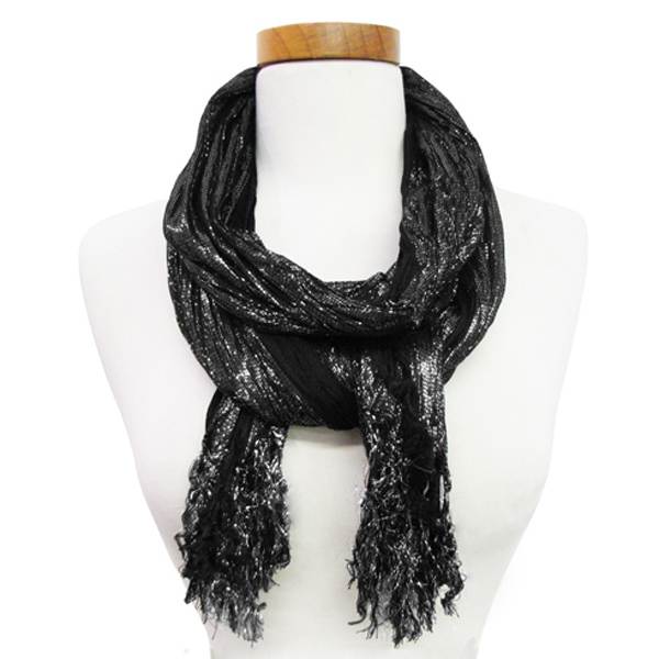 100% polyester crushed lurex scarf