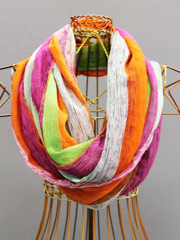 Multi color stripe poliestere infinity scarf