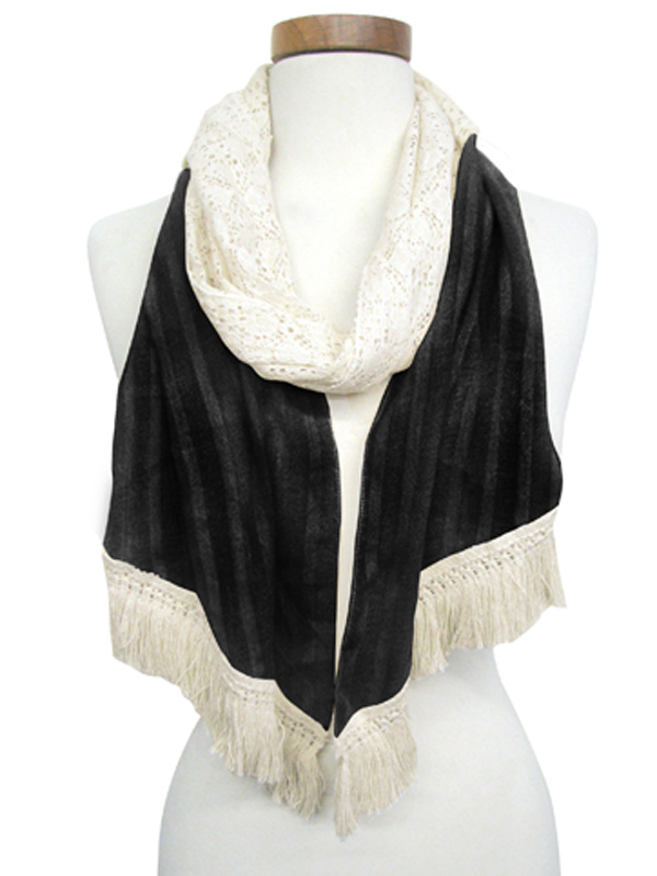 Lace and eyelash fringe scarf
