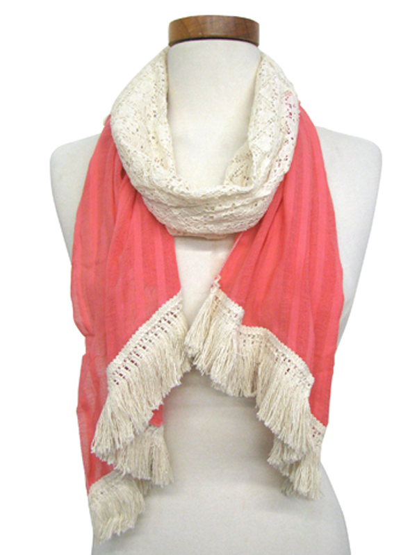 Lace and eyelash fringe scarf
