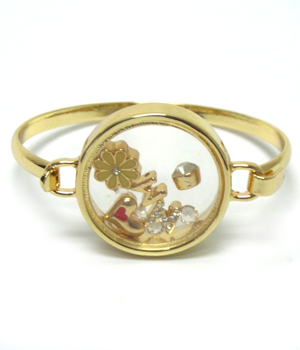 Origami style mom charms inside cap bangle bracelet 