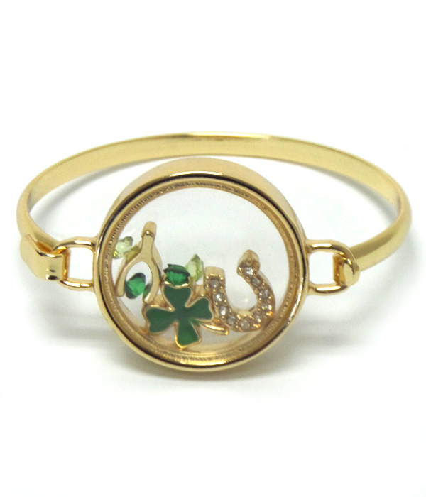 Origami style lucky charms inside bangle bracelet