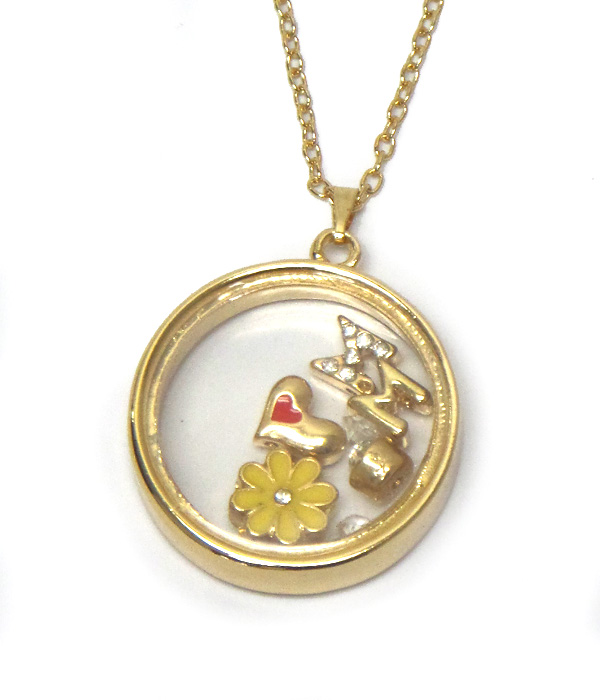 Origami style mom charms inside necklace