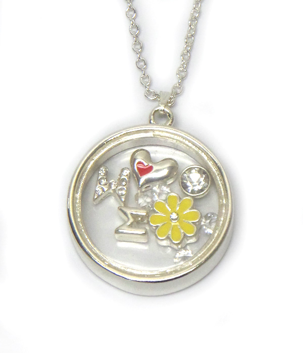 Origami style mom charms inside necklace