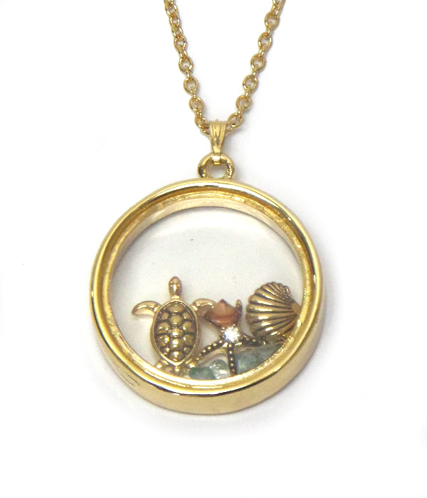 Origami style sea life charms inside necklace