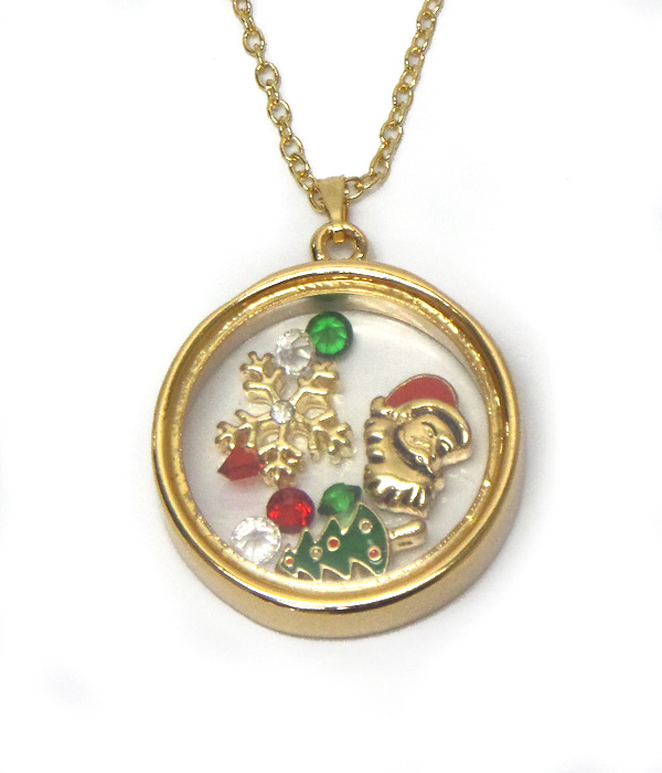 Origami style christmas charms inside necklace 