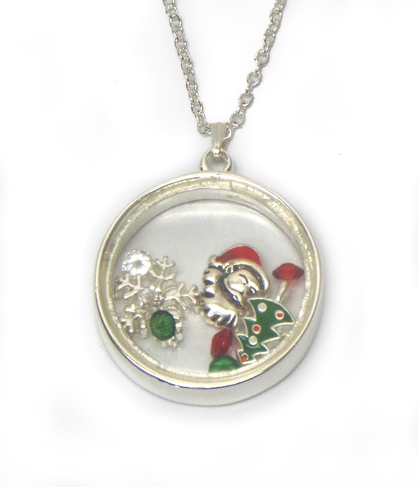 Origami style christmas charms inside necklace 