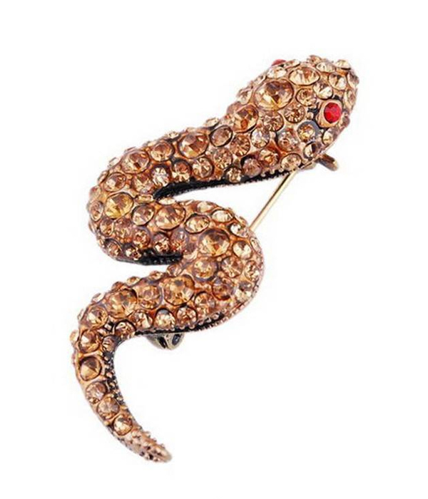 Crystal stud snake pin or brooch