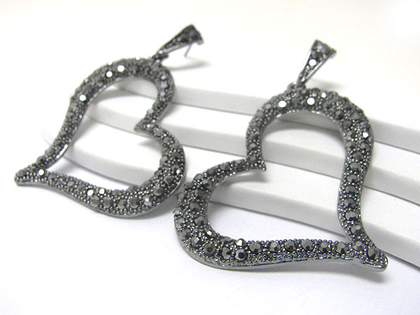 Crystal stud large heart earring