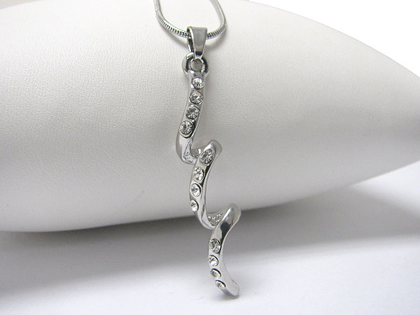 Crystal stud scribble pendant necklace