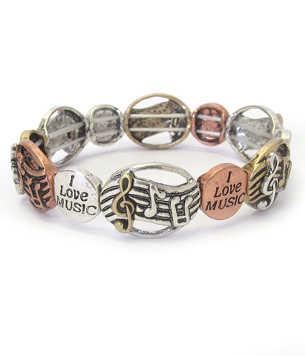 MUSIC THEME STRETCH BRACELET - I LOVE MUSIC