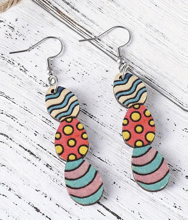 Easter theme wood earring - eggs