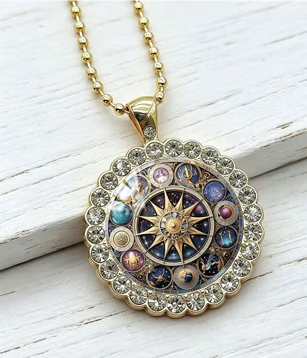 Vintage astrology zodiac necklace
