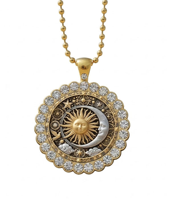 Vintage sun and moon necklace
