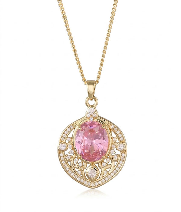 Gem stone filigree pendant necklace