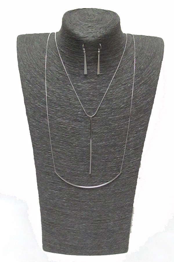 2 layer metal bar necklaces et