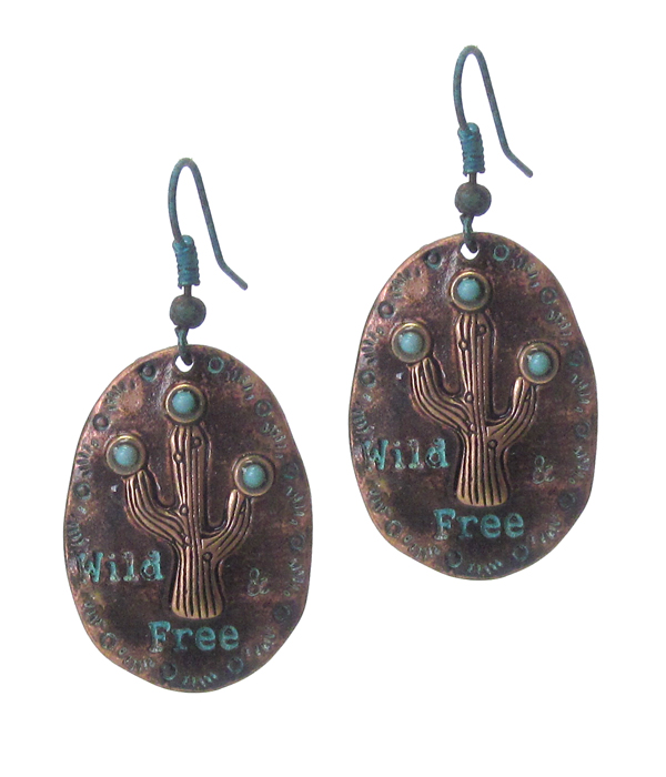 Oval plate drop earring - wild free