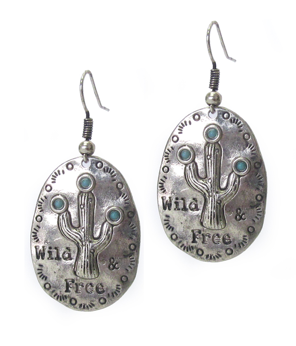 Oval plate drop earring - wild free