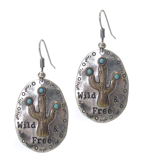 Oval plate drop earring - wild free