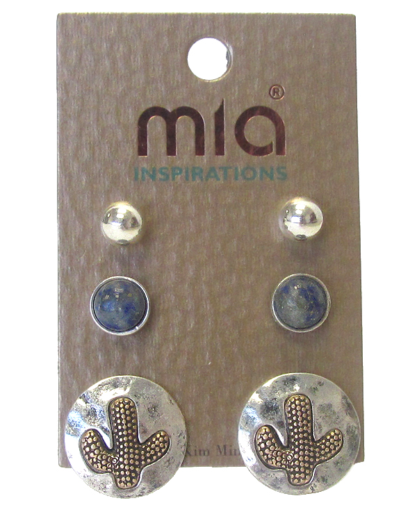 Cactus theme 3 pair earring set
