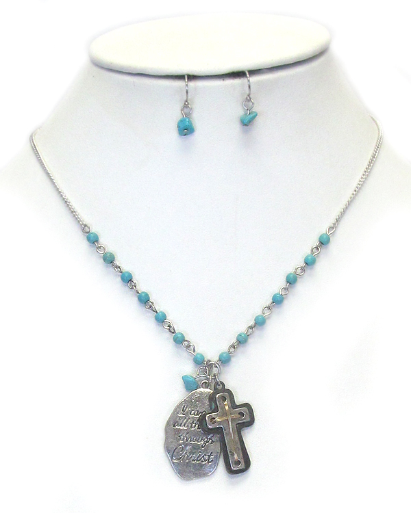 Religious inspiration cross pendant necklace set