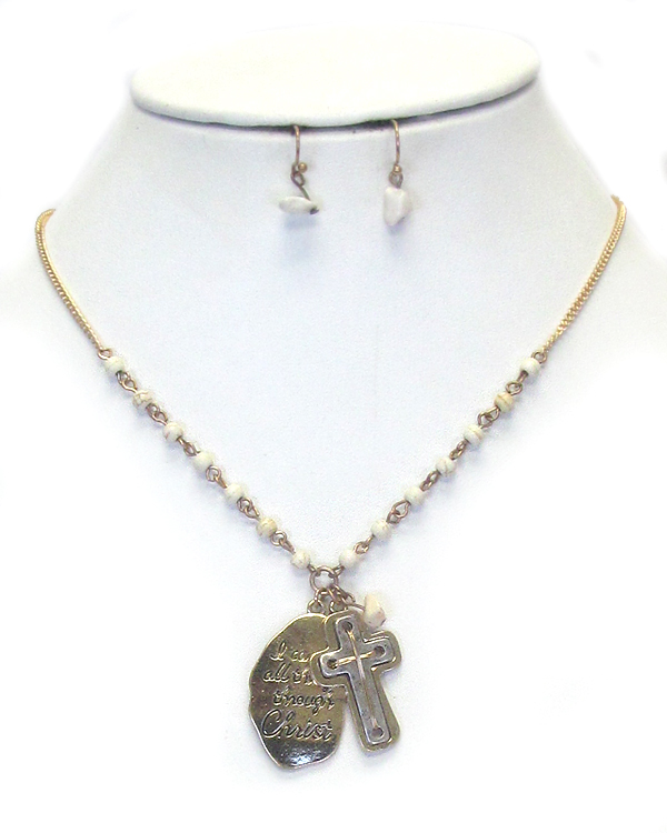 Religious inspiration cross pendant necklace set