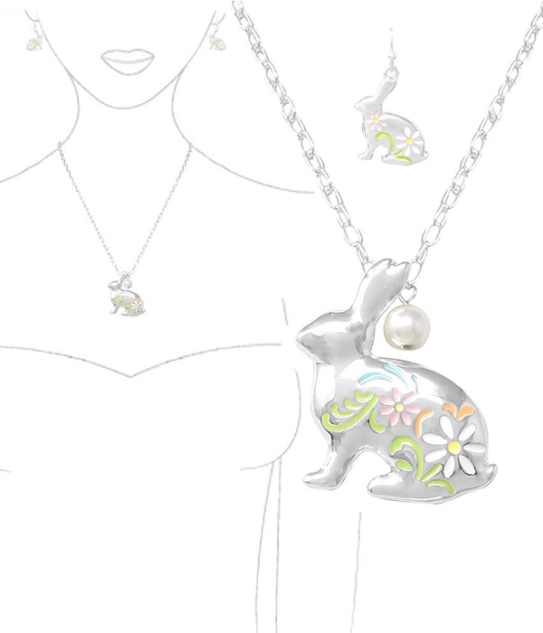 EASTER THEME BUNNY PENDANER NEKCLACE SET