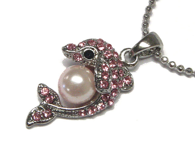 Crystal dolphin neckalce