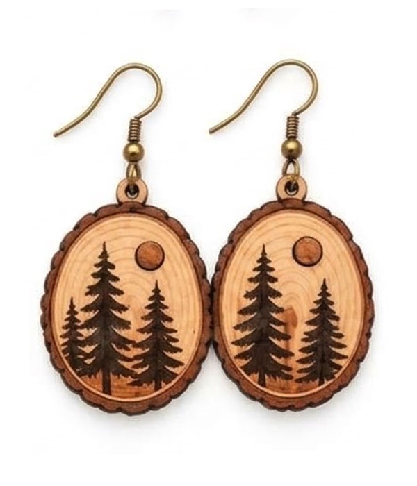 Pine tree wood earring
