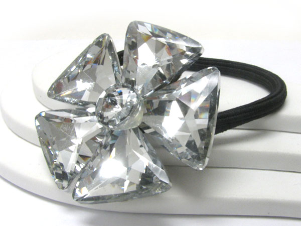 Facet glass flower pony tail holder