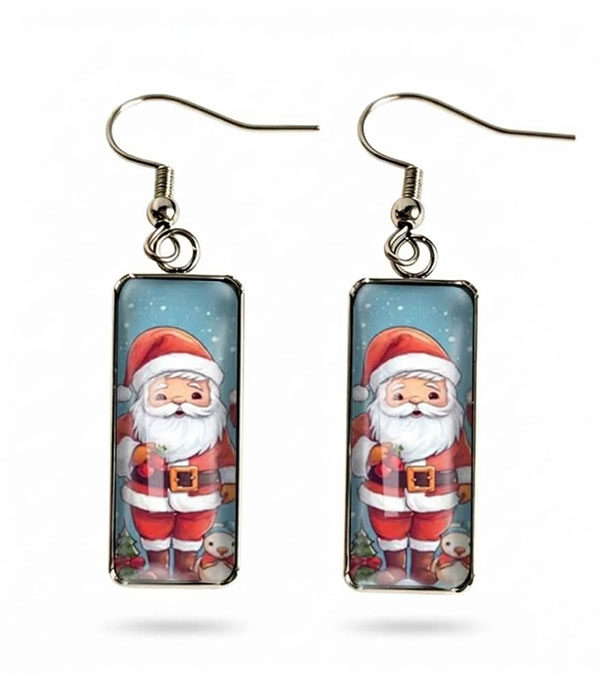 Christmas theme puffy glass earring - santa