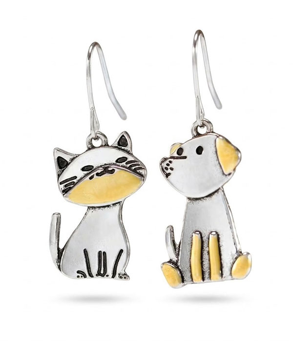 Pet lover theme dog and cat earring