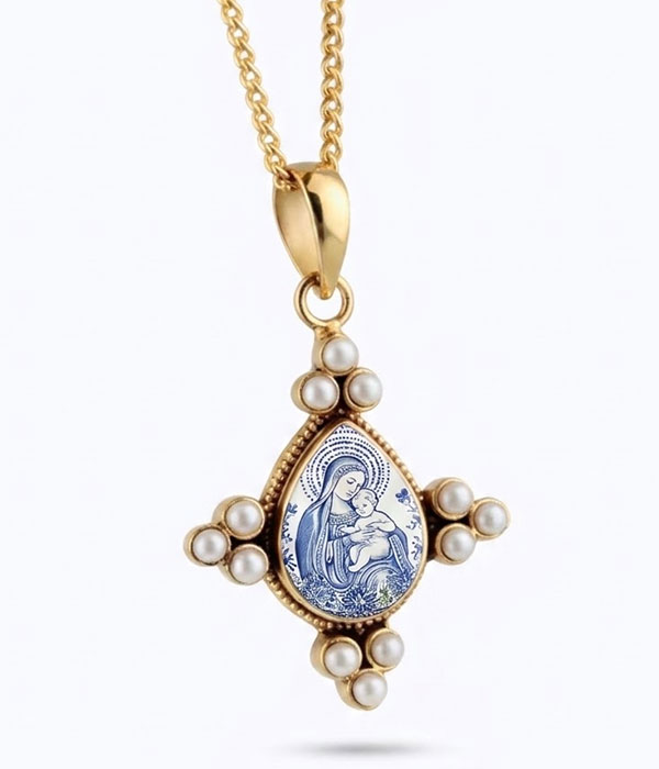 Virgin mary and baby necklace