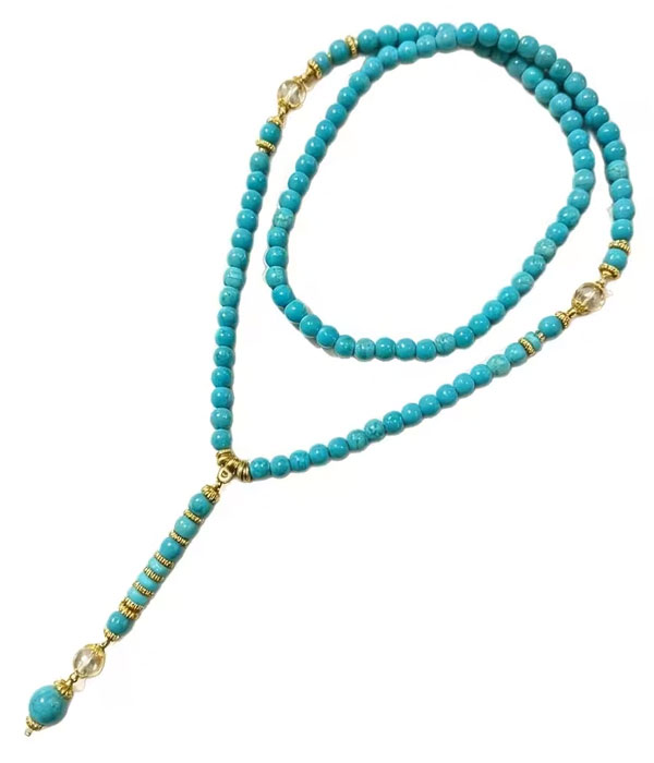 Turquoise bead lariat necklace
