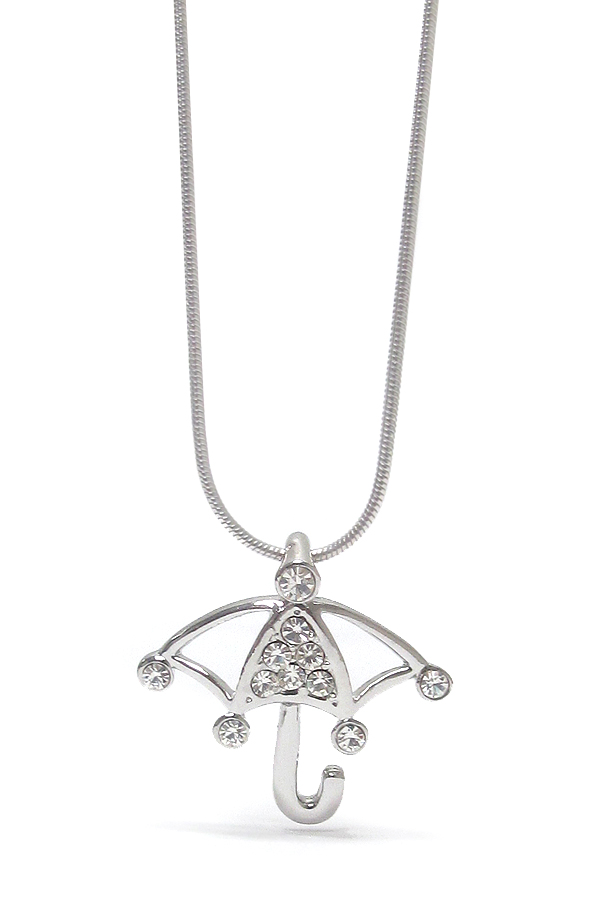 Crystal stud umbrella pendant necklace
