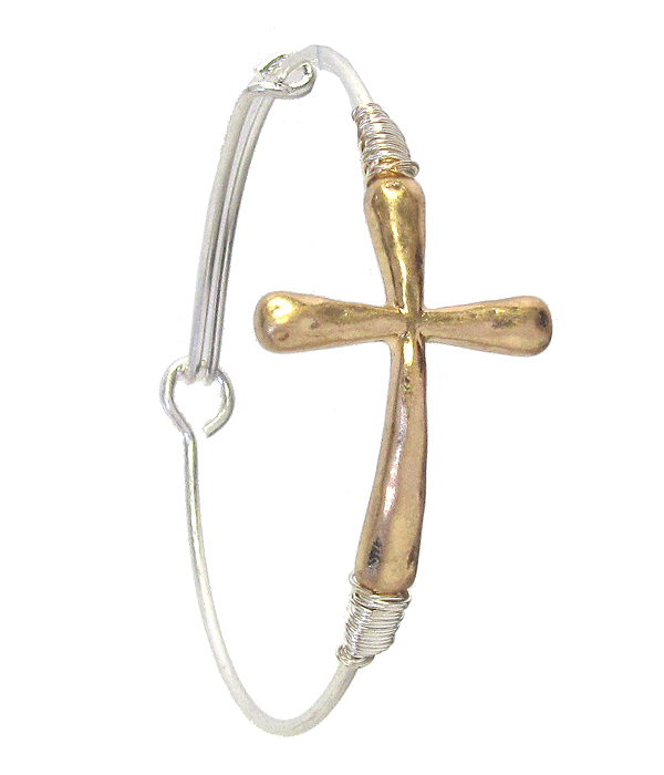 Cross wire bangle bracelet