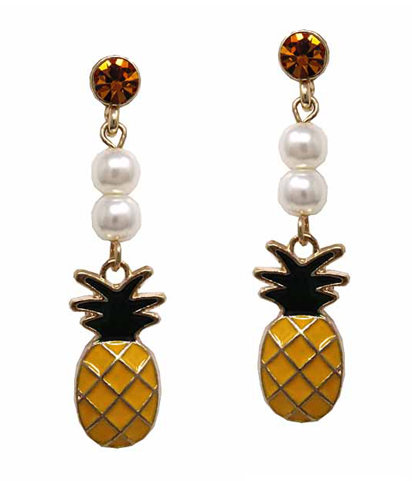 FRESHWATER PEARL AND PINEAPPLE DROP EARRING