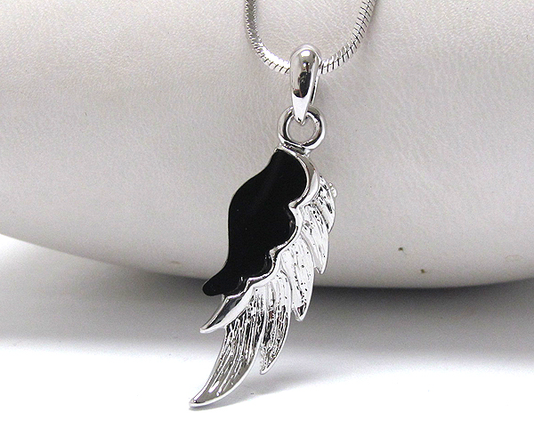 Made in korea whitegold plating acryl crystal deco wing pendant necklace