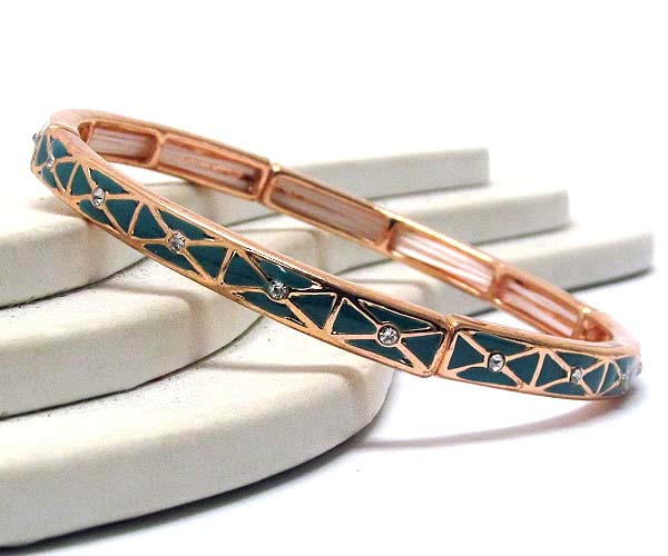 Crystal and x epoxy pattern stretch bracelet